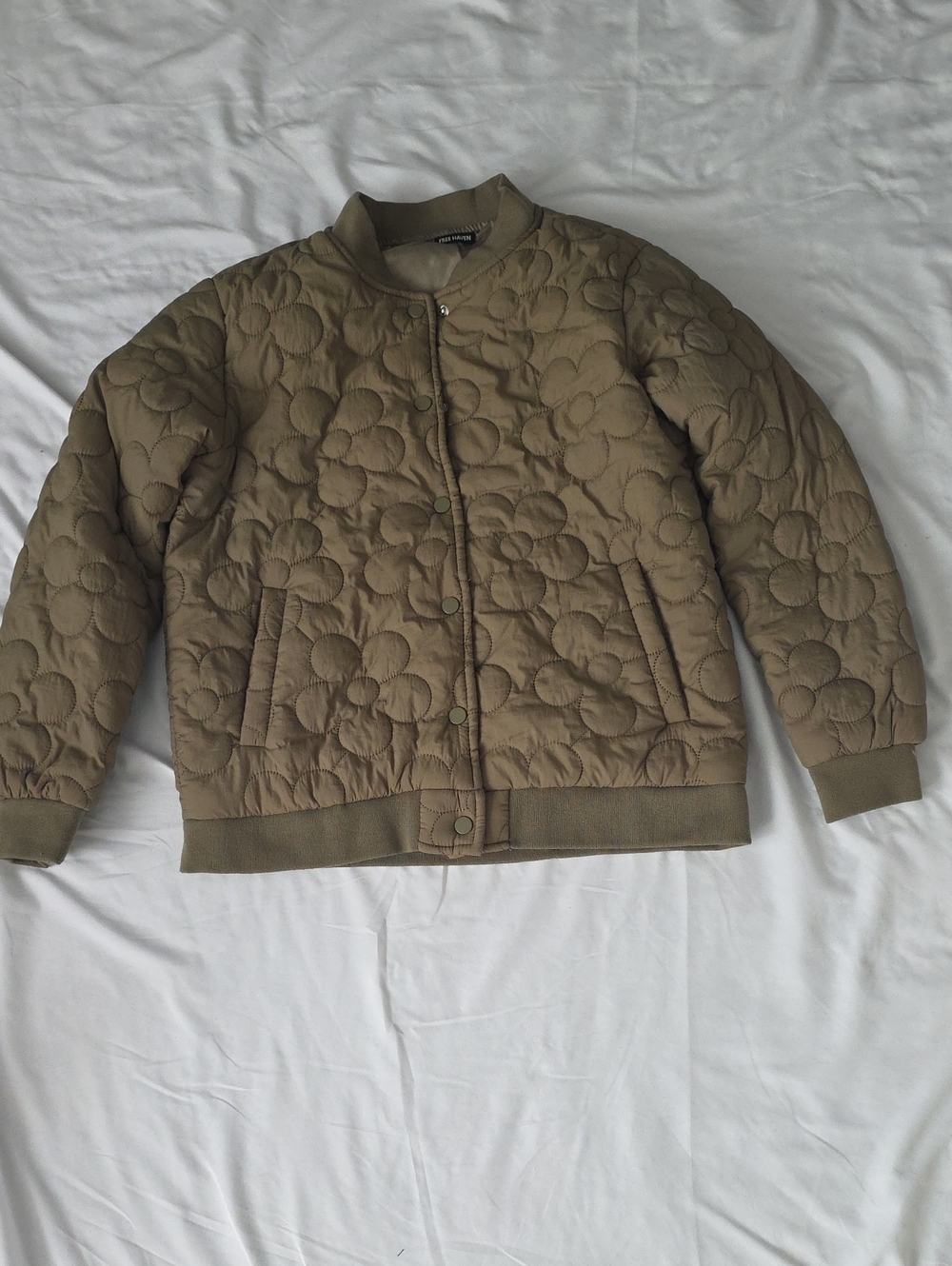 Free Haven Quilted Bomber Jacket in Olive Taupe